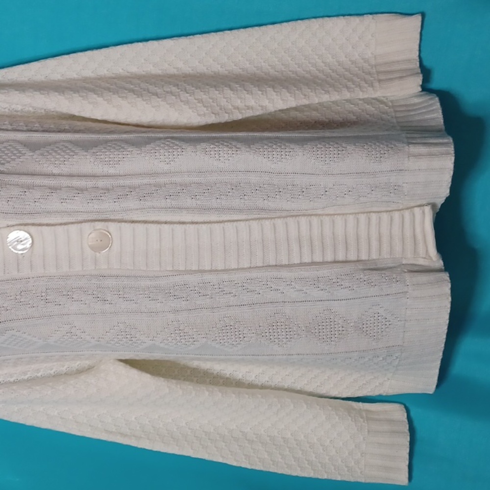 Basic Editions Off White Button Front Sweater. Si… - image 5